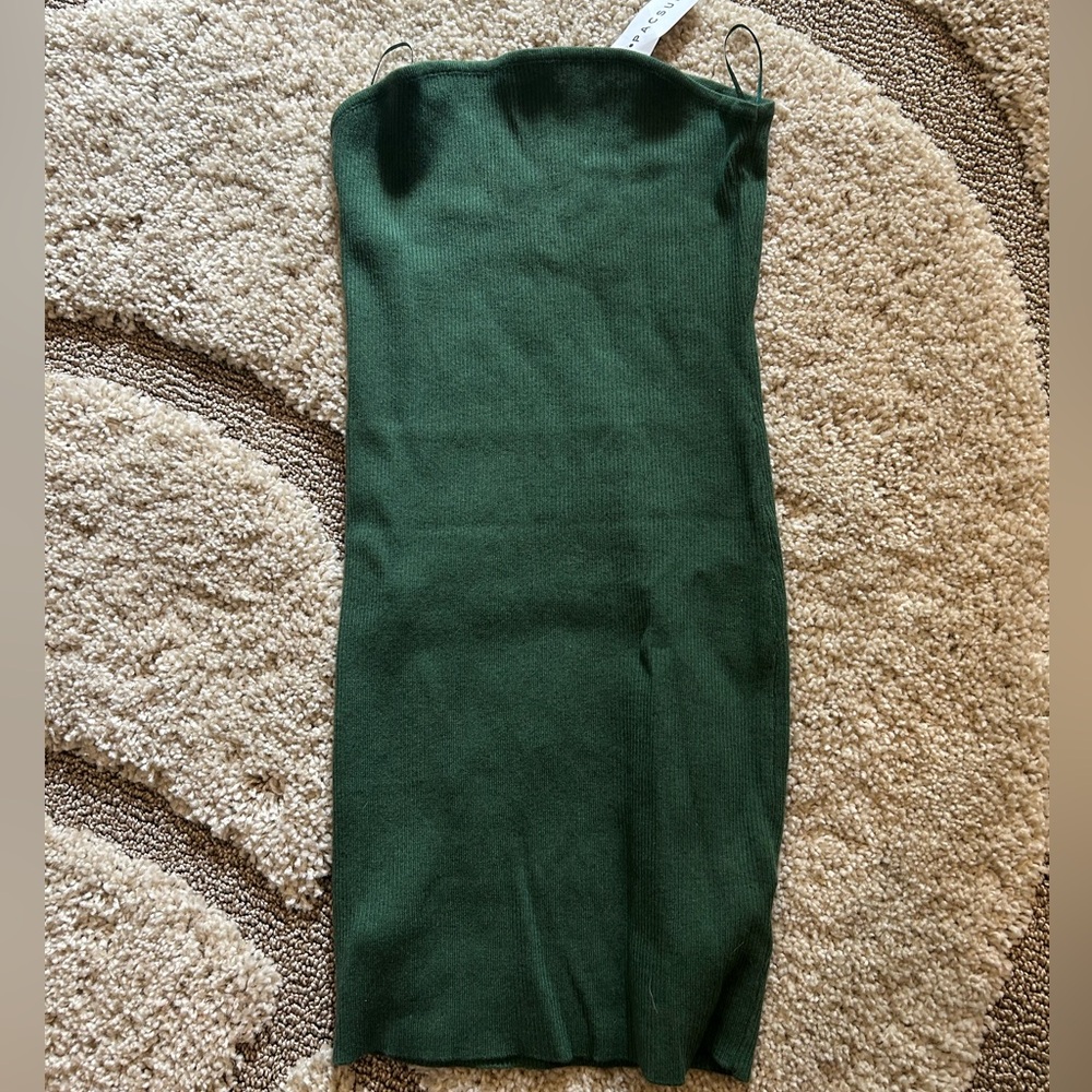PacSun Forest Green Knit Strapless Dress